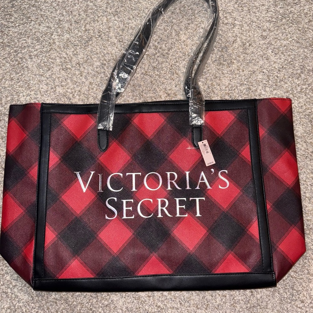 Victoria's Secret Red and Black Diamond Pattern Tote